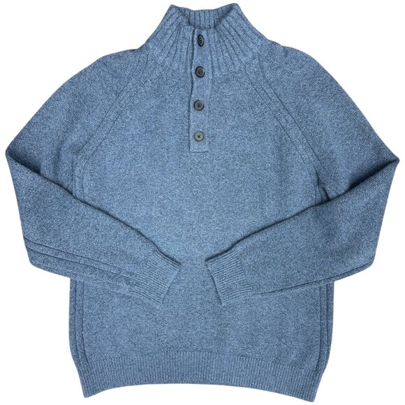 EUC Men's BANANA REPUBLIC X REPREVE Button Mock Neck Blue Sweater 443981- Size L - Picture 1 of 10